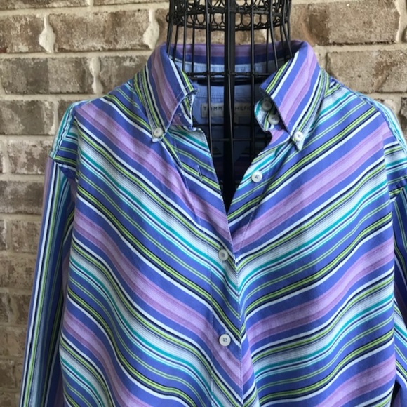 Tommy Hilfiger Woman Striped Button Down Shirt VTG - Picture 4 of 8